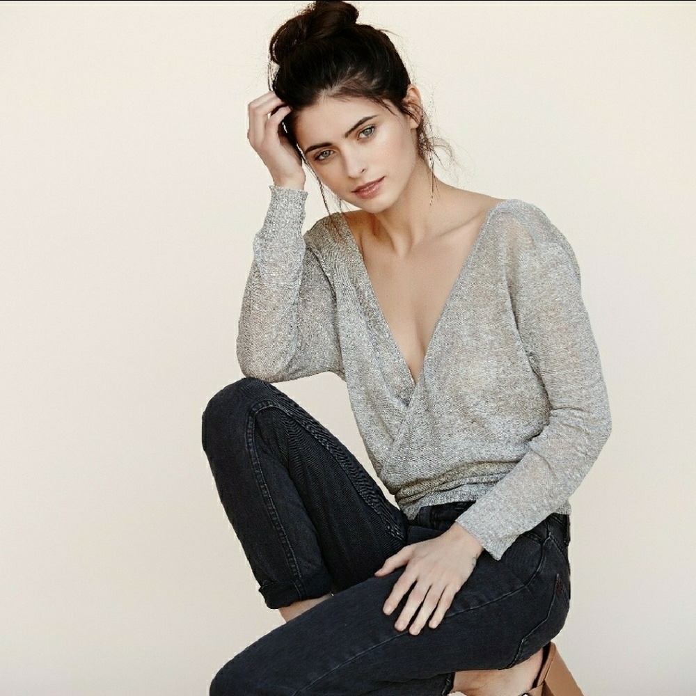 Silver Sheer Crossover Blouse - Picture 4 of 7